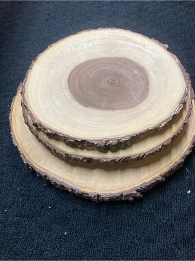 NEW Cake Plates Rustic Wood Set / 3